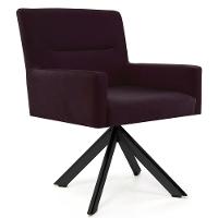 Poltrona Decorativa Giratória Base Eiffel Preto Angel Veludo C-292 Uva - Domi - 1