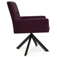 Poltrona Decorativa Giratória Base Eiffel Preto Angel Veludo C-292 Uva - Domi - 5