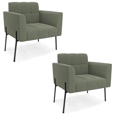 Kit 2 Poltronas Para Sala Ana Bouclê Menta Verde Ibiza