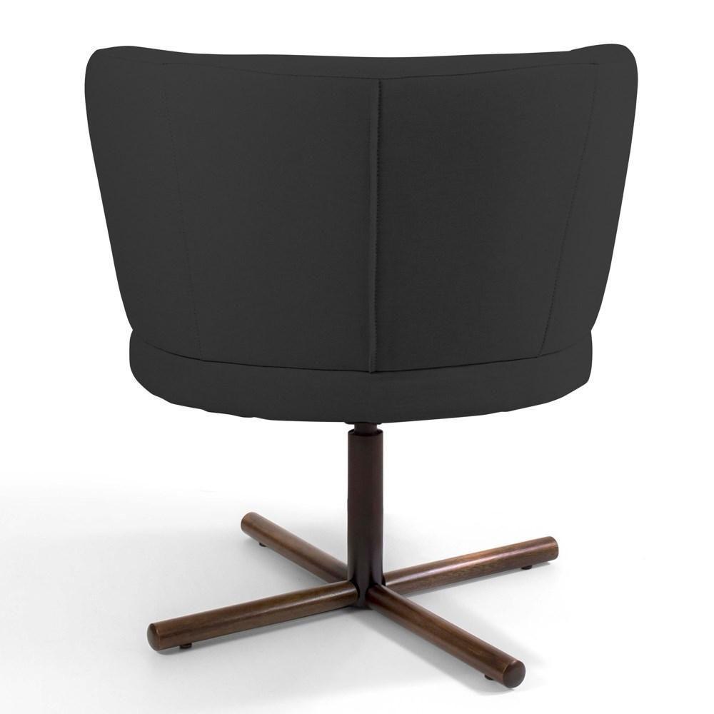 Poltrona Decorativa Sala De Estar Melissa Base Xis Giratória Linho D-465 Chumbo - Domi - 5