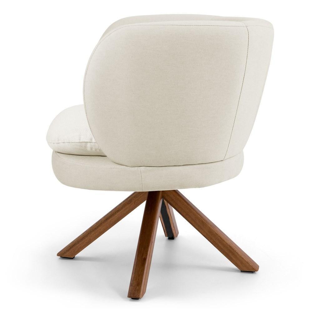 Poltrona Decorativa Sala De Estar Melissa Base Giromad Giratória Veludo C-309 Bege - Domi - 3