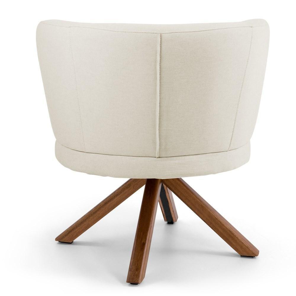 Poltrona Decorativa Sala De Estar Melissa Base Giromad Giratória Veludo C-309 Bege - Domi - 5