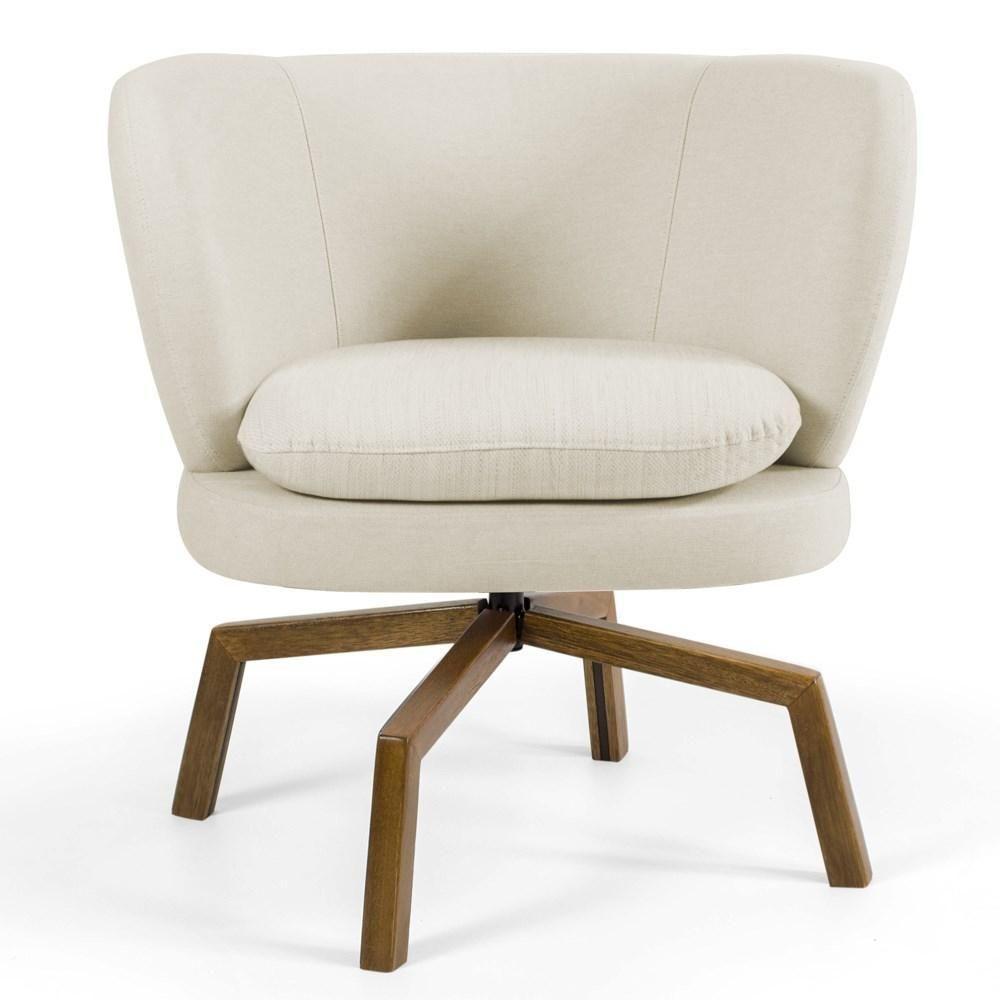 Poltrona Decorativa Sala De Estar Melissa Base Ka Giratória Veludo C-309 Bege - Domi - 2