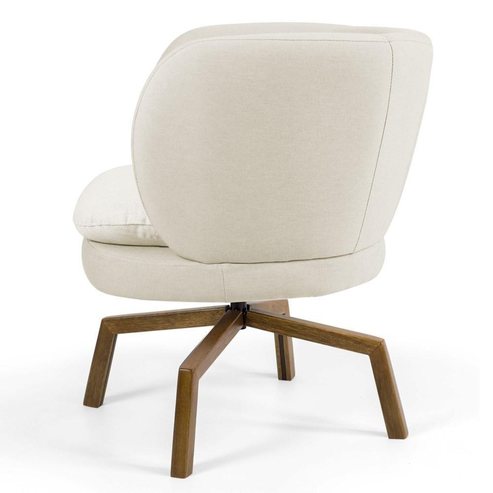 Poltrona Decorativa Sala De Estar Melissa Base Ka Giratória Veludo C-309 Bege - Domi - 3