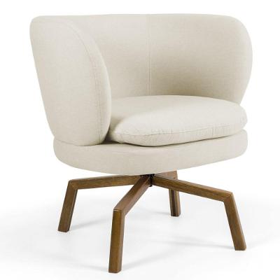 Poltrona Decorativa Sala De Estar Melissa Base Ka Giratória Veludo C-309 Bege - Domi