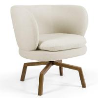 Poltrona Decorativa Sala De Estar Melissa Base Ka Giratória Veludo C-309 Bege - Domi - 1