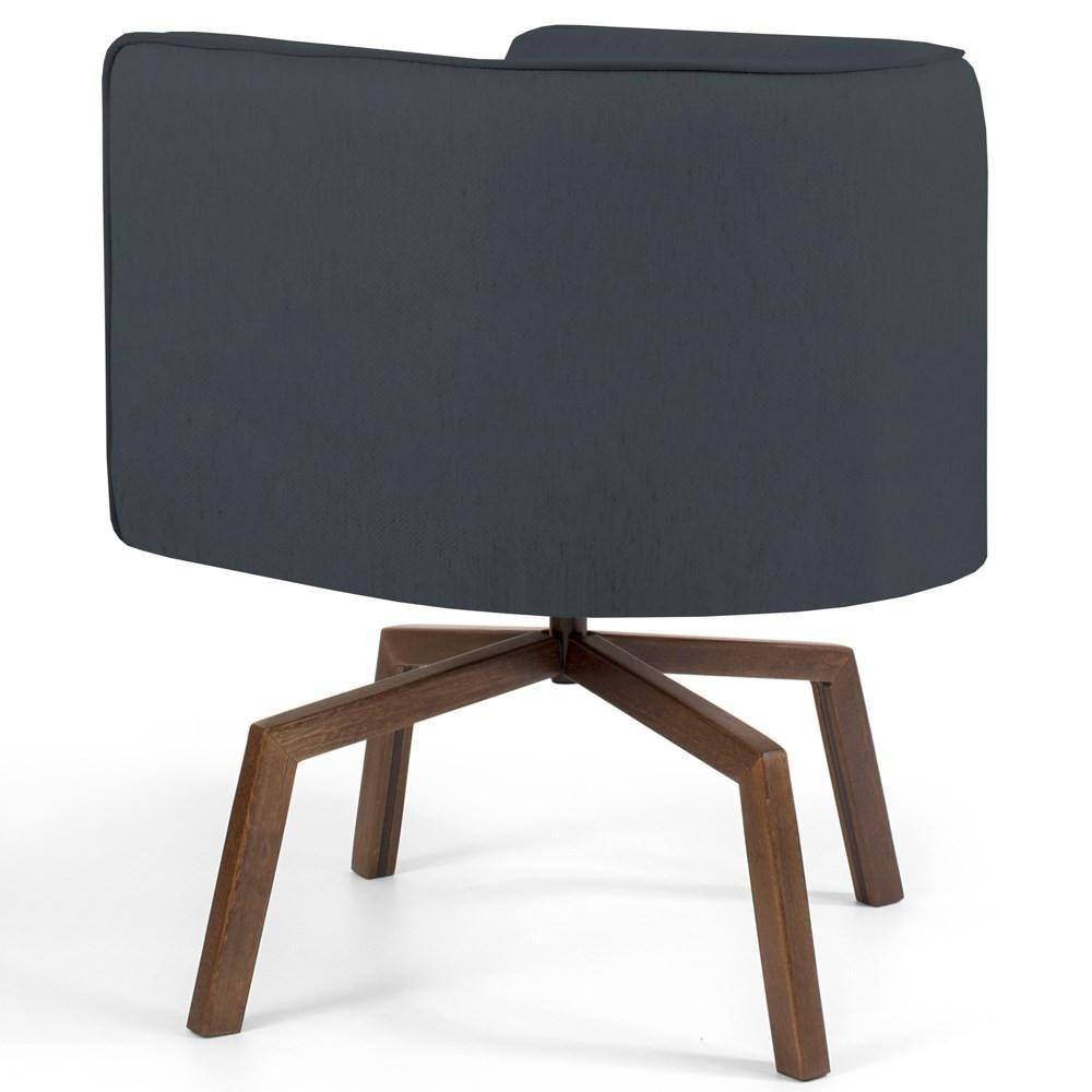 Poltrona Decorativa Giratória Base Ka Madeira Betina C-317 Veludo Cinza - Domi - 3