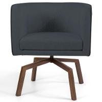 Poltrona Decorativa Giratória Base Ka Madeira Betina C-317 Veludo Cinza - Domi - 2