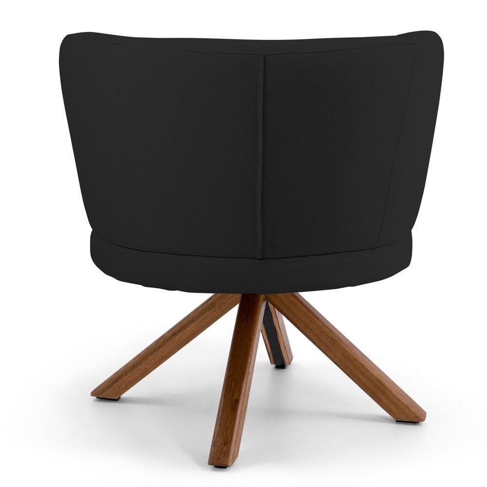 Poltrona Decorativa Sala De Estar Melissa Base Giromad Giratória Veludo C-300 Preto - Domi - 5