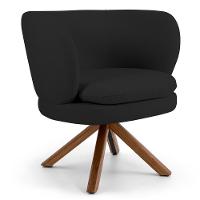 Poltrona Decorativa Sala De Estar Melissa Base Giromad Giratória Veludo C-300 Preto - Domi - 1