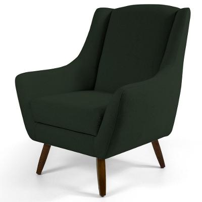 Poltrona Decorativa Pés Palito Madeira Juliet Veludo C-303 Verde Musgo - Domi