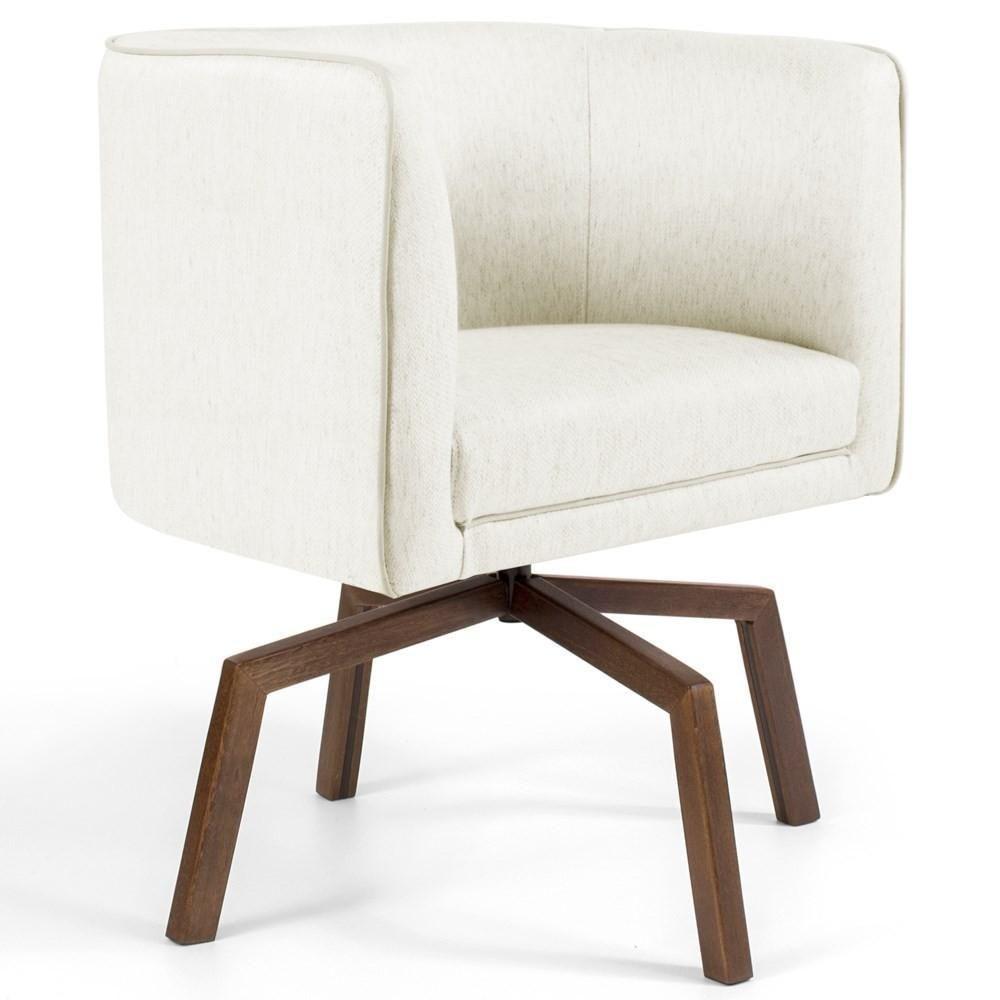 Poltrona Decorativa Giratória Base Ka Madeira Betina C-309 Veludo Bege - Domi - 1