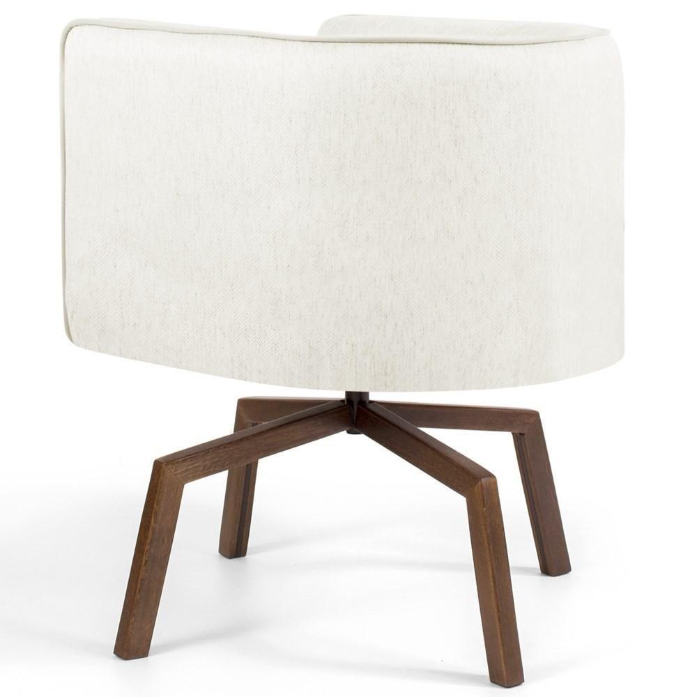 Poltrona Decorativa Giratória Base Ka Madeira Betina C-309 Veludo Bege - Domi - 3