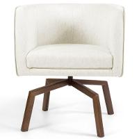 Poltrona Decorativa Giratória Base Ka Madeira Betina C-309 Veludo Bege - Domi - 2