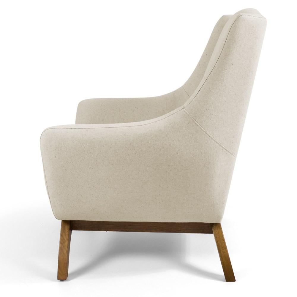 Poltrona Decorativa Sala De Estar Juliet Base De Madeira C-107 Linho Bege - Domi - 3