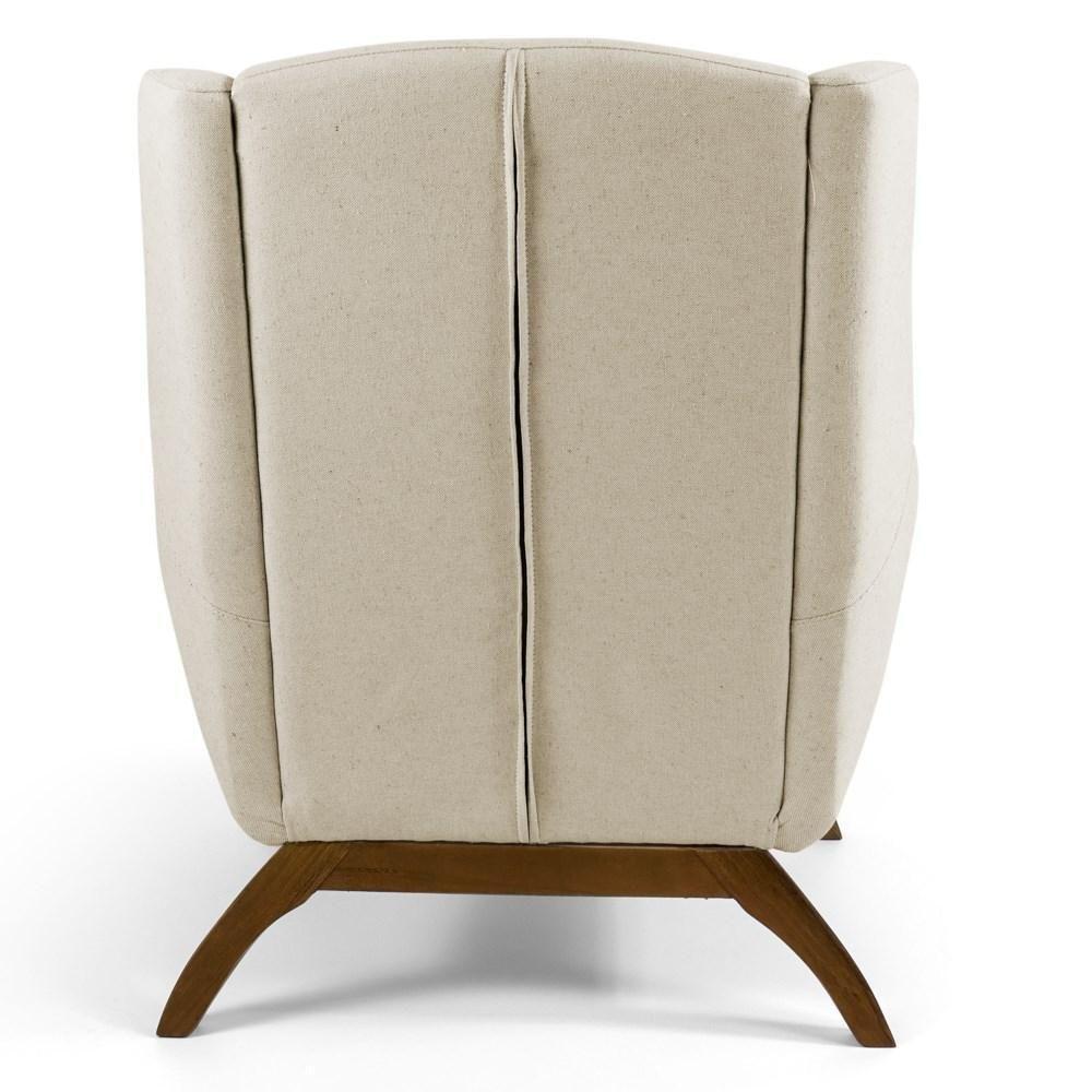 Poltrona Decorativa Sala De Estar Juliet Base De Madeira C-107 Linho Bege - Domi - 5