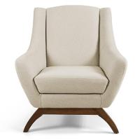 Poltrona Decorativa Sala De Estar Juliet Base De Madeira C-107 Linho Bege - Domi - 2