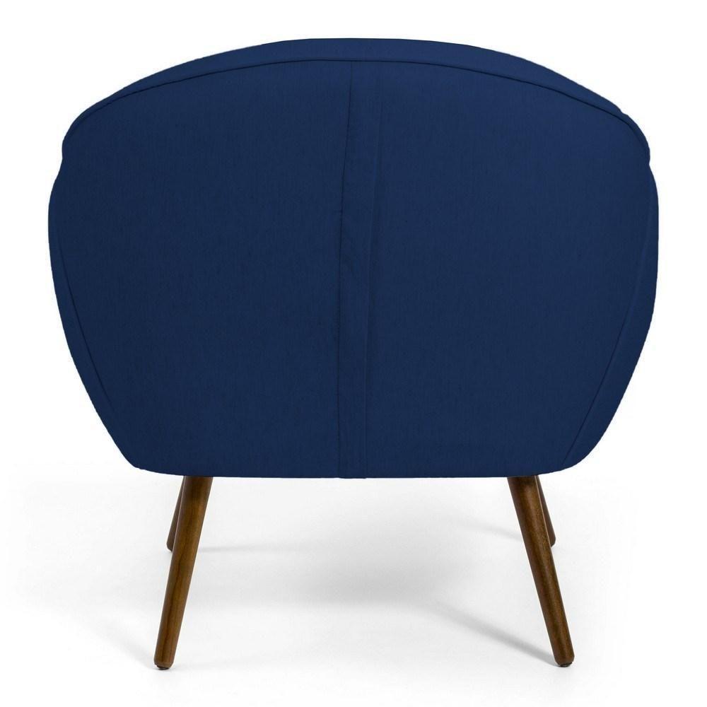 Poltrona Decorativa Sala De Estar Pés Palito Madeira Nina C-304 Veludo Azul Marinho - Domi - 5