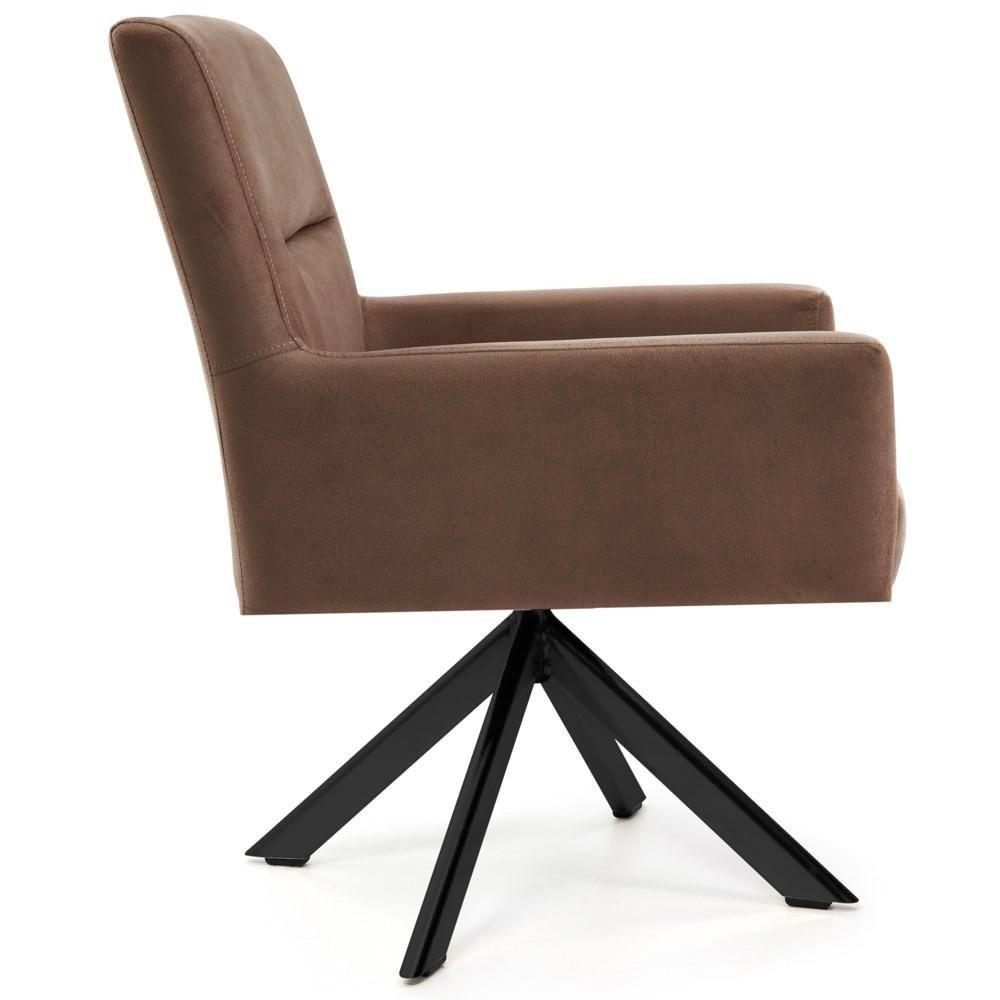 Poltrona Decorativa Giratória Base Eiffel Preto Angel Veludo C-276 Ferrugem - Domi - 5