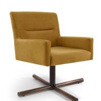 Poltrona Decorativa Giratória Base Xis Madeira Angel Veludo C-260 Mostarda - Domi - 1