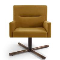 Poltrona Decorativa Giratória Base Xis Madeira Angel Veludo C-260 Mostarda - Domi - 2