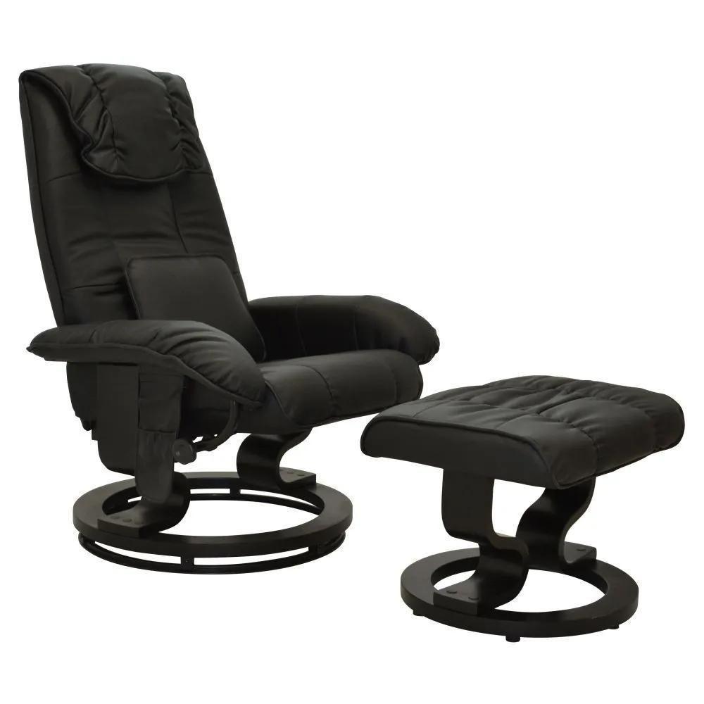 Poltrona Do Papai Massageadora Elétrica Com Puff Louis R02 Sintético Preto - Mpozenato - 1