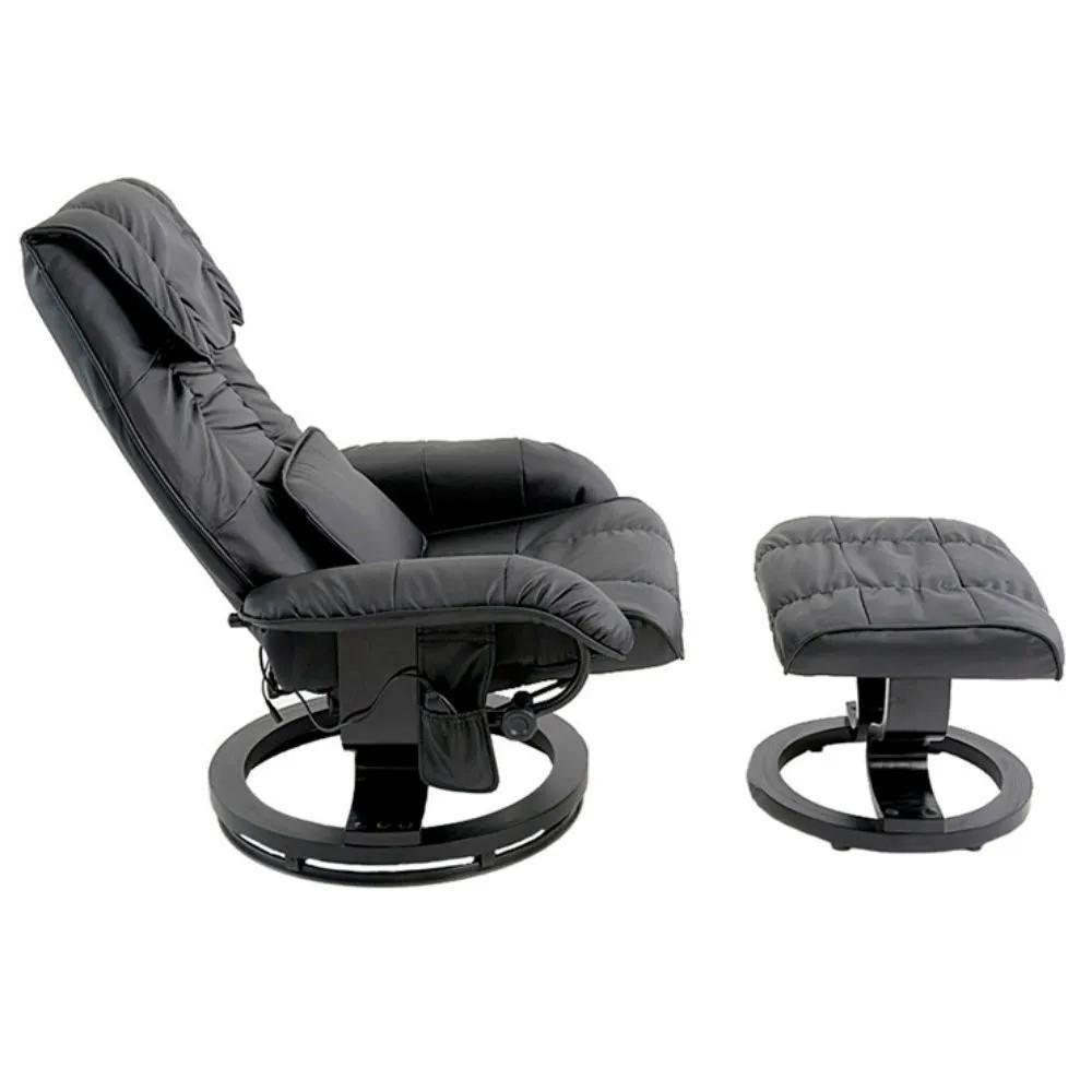 Poltrona Do Papai Massageadora Elétrica Com Puff Louis R02 Sintético Preto - Mpozenato - 5