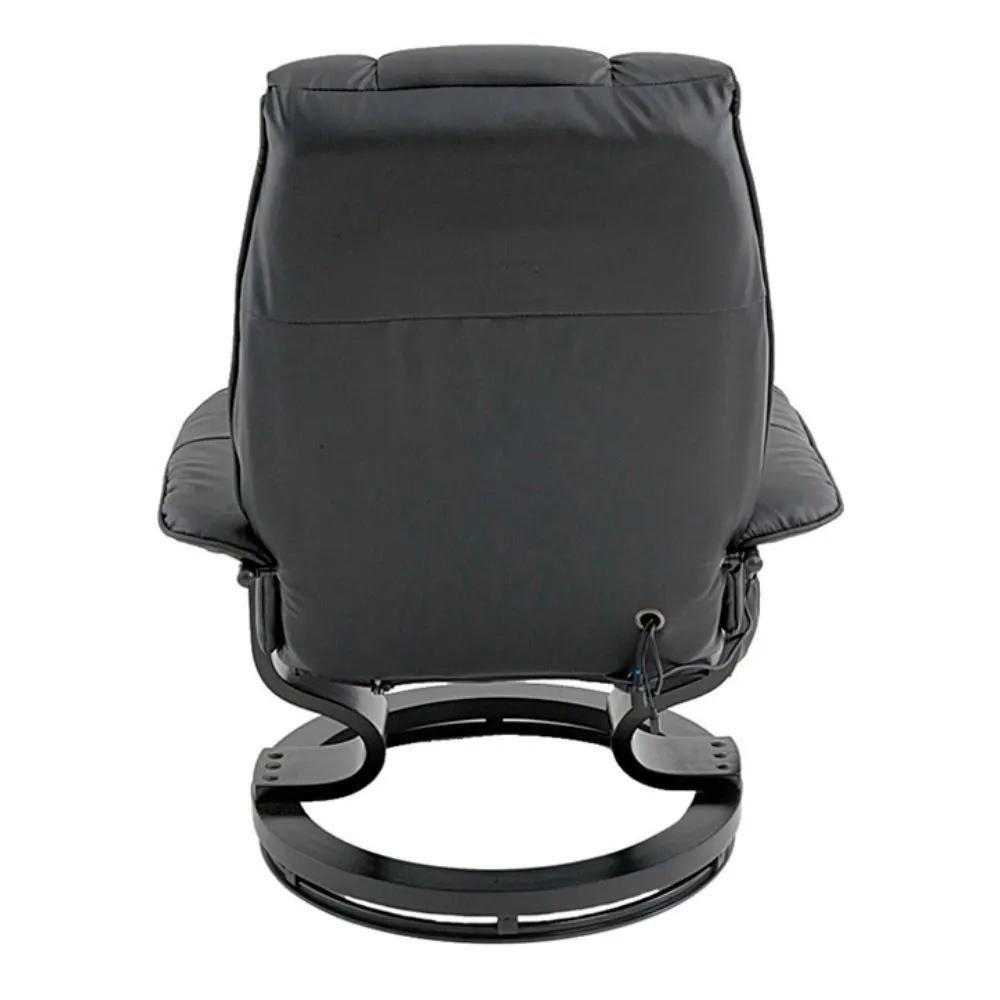 Poltrona Do Papai Massageadora Elétrica Com Puff Louis R02 Sintético Preto - Mpozenato - 7