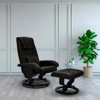 Poltrona Do Papai Massageadora Elétrica Com Puff Louis R02 Sintético Preto - Mpozenato - 2