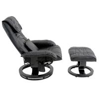 Poltrona Do Papai Massageadora Elétrica Com Puff Louis R02 Sintético Preto - Mpozenato - 5