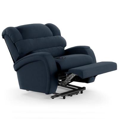 Poltrona Do Papai Reclinável Kalie Elevação Lift Elétrico Fh9 Veludo Azul - Mpozenato