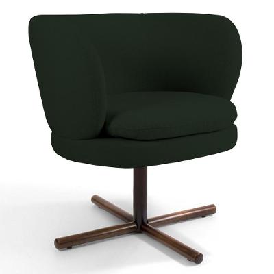 Poltrona Decorativa Sala De Estar Melissa Base Xis Giratória Veludo C-303 Verde Musgo - Domi