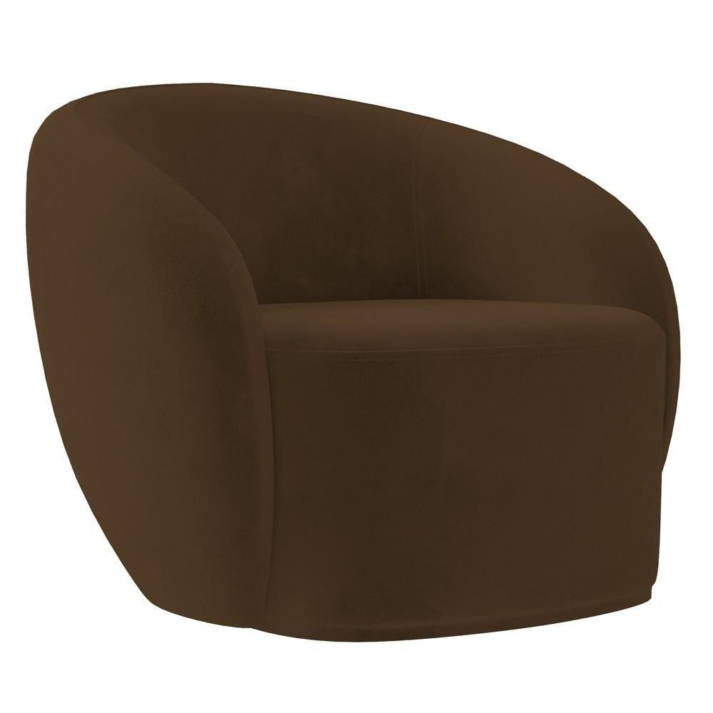 Poltrona Para Sala De Estar Orgânica Kit Com 2 Garbin Z08 Veludo Marrom - Mpozenato - 6