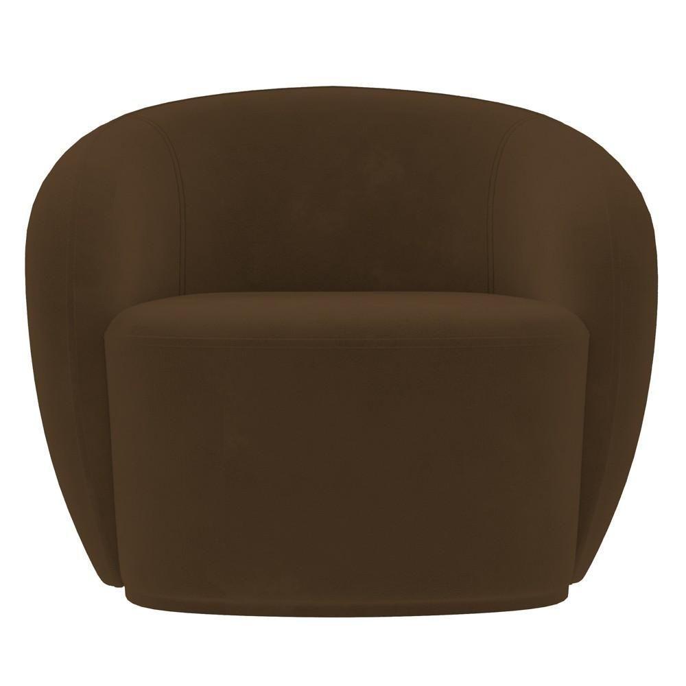 Poltrona Para Sala De Estar Orgânica Kit Com 2 Garbin Z08 Veludo Marrom - Mpozenato - 8