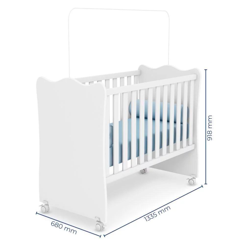 Quarto De Bebê Completo Certificado Pelo Inmetro Doce Sonho 2 Portas E Berço Simples Branco - Qmovi - 2