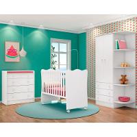 Quarto De Bebê Completo Certificado Pelo Inmetro Doce Sonho 2 Portas E Berço Simples Branco - Qmovi - 1