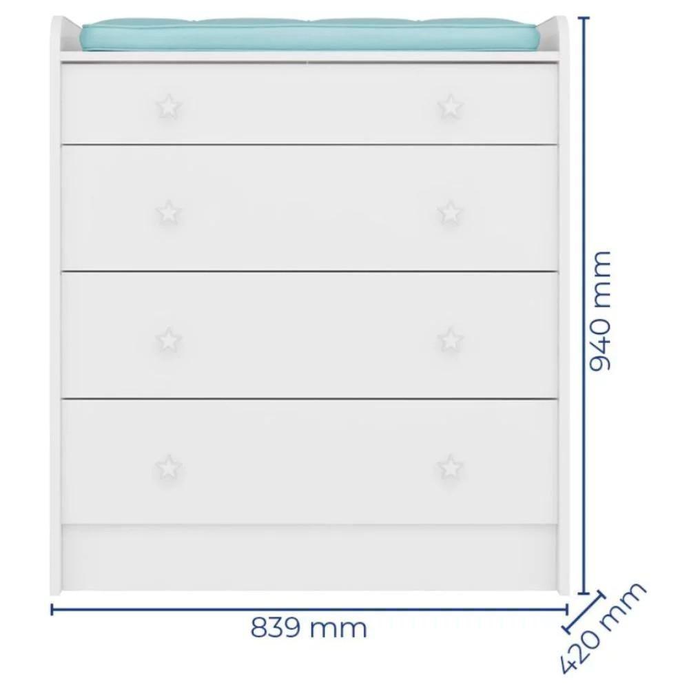 Quarto De Bebê Cômoda 4 Gavetas Certificado Pelo Inmetro Doce Sonho E Berço Simples Branco - Qmovi - 3