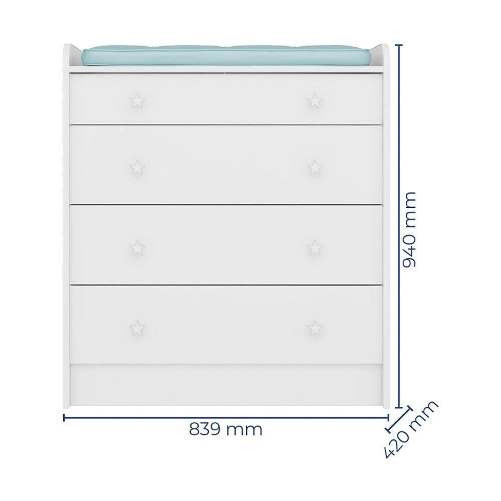 Quarto De Bebê Cômoda 2523 E Berço 1344 Certificado Pelo Inmetro Doce Sonho Com Colchão Branco - Qmovi - 6