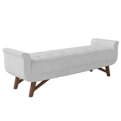 Puff Recamier Calçadeira 195cm Base Madeira Neville Z37 Boucle Branco - Mpozenato
