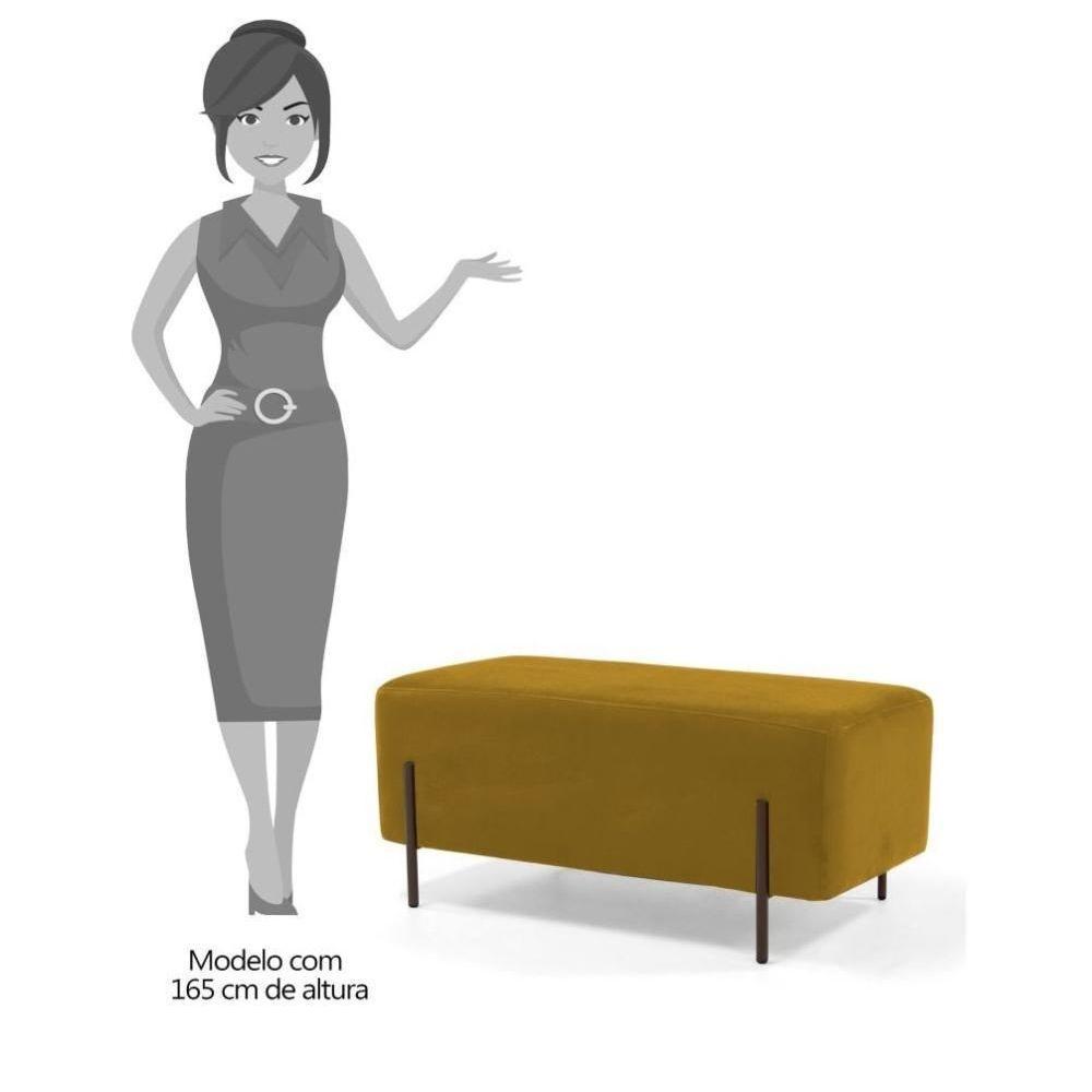 Puff Decorativo 90cm Base Aço Status C-279 Veludo Mostarda - Domi - 4