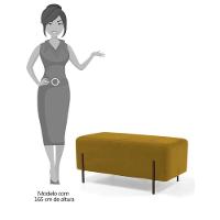 Puff Decorativo 90cm Base Aço Status C-279 Veludo Mostarda - Domi - 4