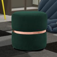 Puff Decorativo Com Cinto Rosê Round C-303 Veludo Verde Musgo - Domi - 2