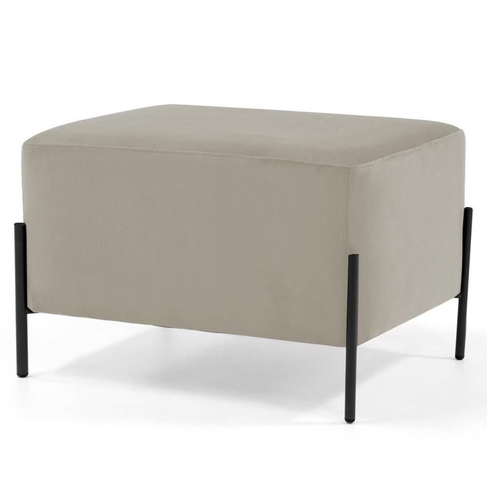 Puff Decorativo 60cm Base Aço Status C-309 Veludo Bege - Domi - 1