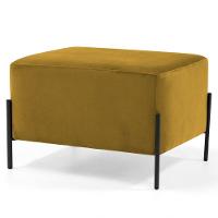 Puff Decorativo 60cm Base Aço Status C-279 Veludo Mostarda - Domi - 1