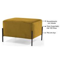 Puff Decorativo 60cm Base Aço Status C-279 Veludo Mostarda - Domi - 2