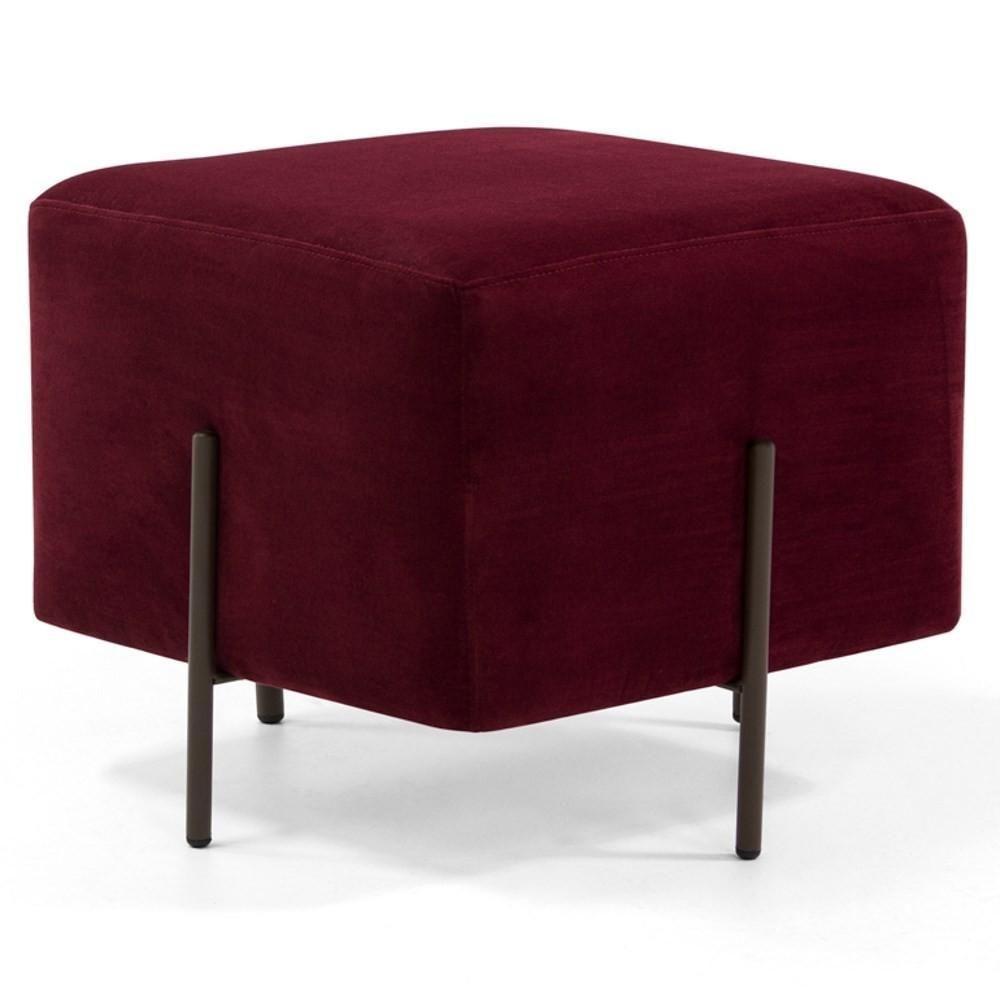 Puff Decorativo 45cm Base Aço Status C-278 Veludo Marsala - Domi - 1