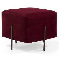 Puff Decorativo 45cm Base Aço Status C-278 Veludo Marsala - Domi - 1