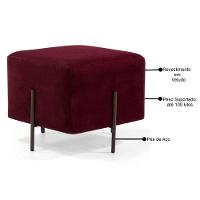 Puff Decorativo 45cm Base Aço Status C-278 Veludo Marsala - Domi - 2