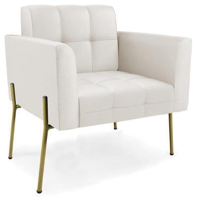 Poltrona Para Sala Ana Sintético Bege Pés Metálicos Ibiza