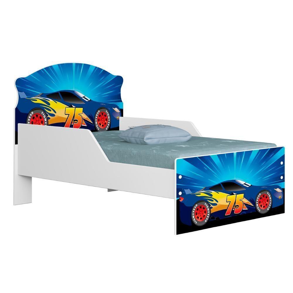 Quarto Infantil 3 Peças Com Mini Cama Carro Azul Z53 - Mpozenato - 5